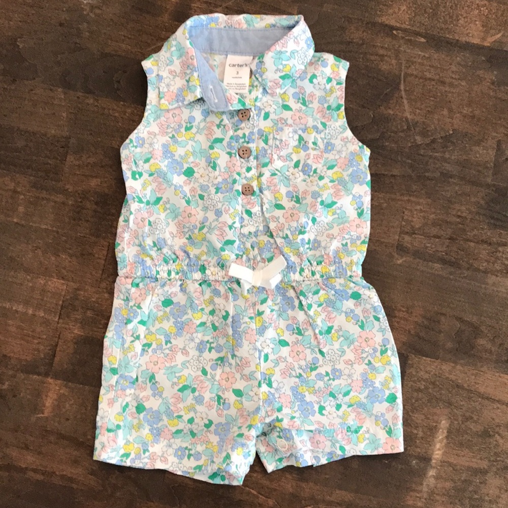 Carter’s floral sleeveless romper - size 3 months - Picture 1 of 5